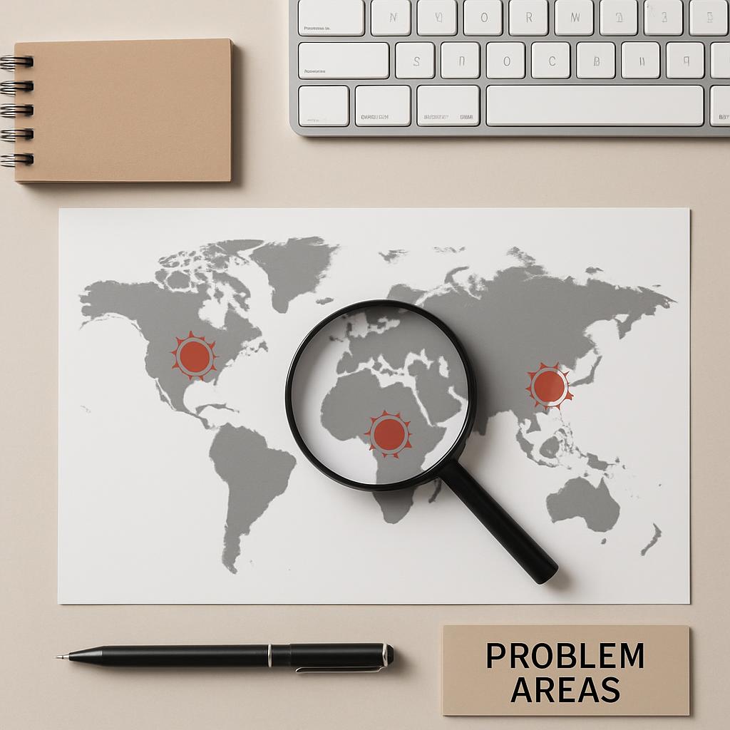 An image of a World Map with Problem Areas.
